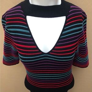CANDIE’S Size S women’s sweater dress in black pleated bottom and multicolor top